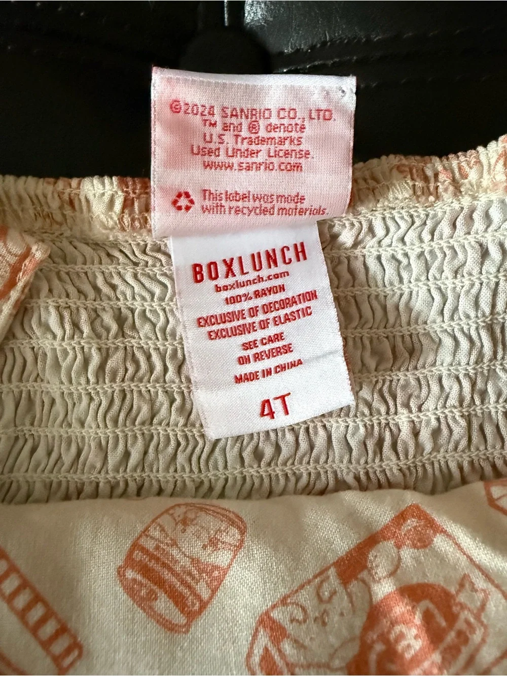 Hello Kitty Boxlunch Cream Overalls with Peach Print and Popcorn Patch